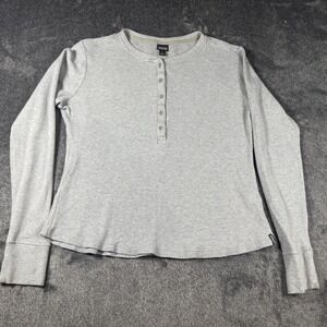Patagonia Women's Medium Light Gray Henley Waffle Organic Cotton Shirt